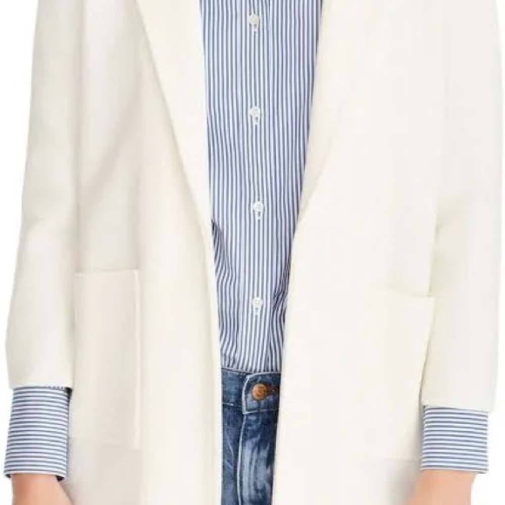 J. Crew New Lightweight Sweater Blazer Cream Open Front Cardigan - Picture 7 of 8